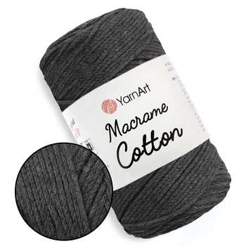 YarnArt Macrame Cotton, Графіт №758 - бавовняний шнур 250 г / 225 м для макраме, в'язання сумок, кашпо, аксесуарів