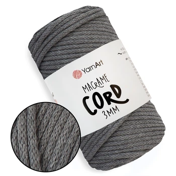 YarnArt Macrame Cord 3mm, Серый №774 - трикотажный шнур 250 г / 85 м для вязания сумок, игрушек, ковриков, макраме, толстая пряжа