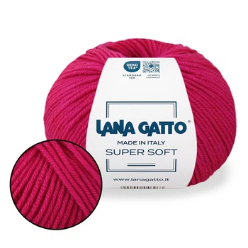 Lana Gatto Super Soft, Фуксия №5240 - итальянская пряжа, 50 г/125 м, 100% шерсть мериноса, для кардиганов, шарфов, шапок, снудов и детской одежды