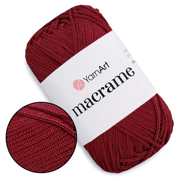 Пряжа YarnArt Macrame Вишневый №145, полиэстеровый шнур 2 мм, нитка для вязания крючком и спицами, полиэстер 100%