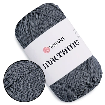 Пряжа YarnArt Macrame Серый №159, полиэстеровый шнур 2 мм, нитка для вязания крючком и спицами, полиэстер 100%