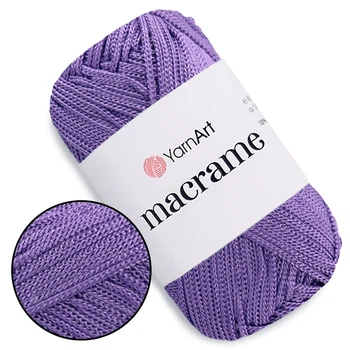Пряжа YarnArt Macrame Фиолет №135, полиэстеровый шнур 2 мм, нитка для вязания крючком и спицами, полиэстер 100%
