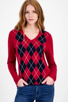 Джемпер Tommy Hilfiger 44(M) Красный принт (151853)