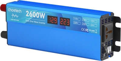 Інвертор автомобільний Choetech 12220V 2600W (1300Вт), чиста синусоїда (CJ2600Q-V2)