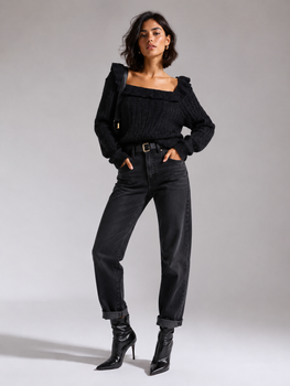 Свитер с квадратным вырезом TOPSHOP 23Y52TCHR L (94076L) Черный
