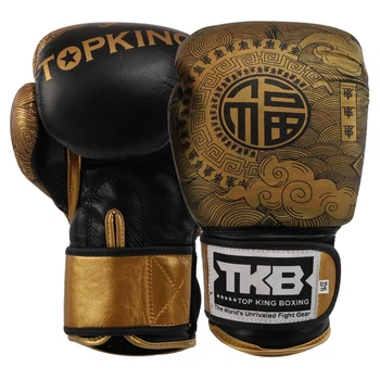 Перчатки боксерские кожаные TPKING GCT01 черный-золотой, размер 12 oz