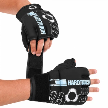 Перчатки для ММА (MMA) PU HARD TOUCH BO-00124 черный-синий, размер S