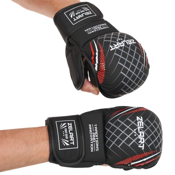 Перчатки для ММА (MMA) PU Zelart BO-7643 черный-красный, размер S