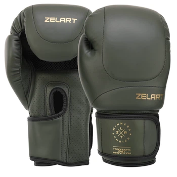 Перчатки боксерские PU Zelart BO-7644 оливковый, размер 14 oz