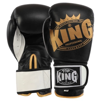Перчатки боксерские кожаные TPKING TK0363 черный-золотой, размер 12 oz