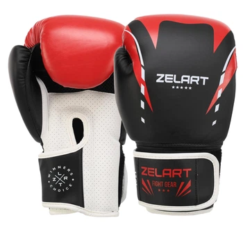 Перчатки боксерские PU Zelart BO-7652 красный-черный, размер 12 oz