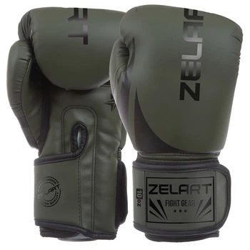 Перчатки боксерские PU Zelart BO-8352-O оливковый-черный, размер 10 oz