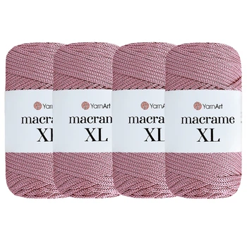Упаковка YarnArt Macrame XL, Пыльная роза №141, шнур полиэстеровый 3мм, 4шт, для сумок, макраме и декора - 130 м/250 г, 4 мотка