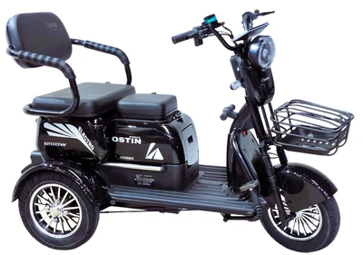Електричний трицикл Corso «Ostin Pro» SN-470190 (1) + 1 ЯЩИК АКУМ, двигун 1200W, акумулятор 72V/28Ah, колеса 300-10, в коробці - Чорний