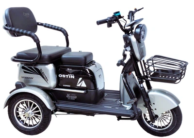 Електричний трицикл Corso «Ostin Pro» SN-401228 (1) + 1 ЯЩИК АКУМ, двигун 1200W, акумулятор 72V/28Ah, колеса 300-10, в коробці - Сірий