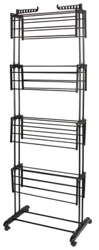 Suszarka na pranie Vilde 779117 metalowa pionowa na kółkach XXL 74.5 x 64 x 225 cm Czarna (5900670110632)
