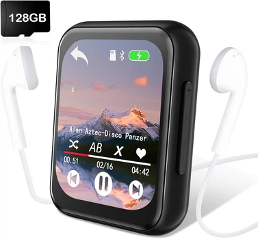 MP3 плеер AiMoonsa D30 128GB с Bluetooth 5.3, сенсорным экраном 2”, черный