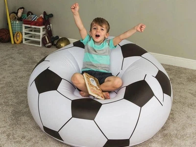 Надувное кресло-пуф Inflatable Sofa / Надувное кресло-мешок 110×110×85 см Черно-белый (6598-14004)