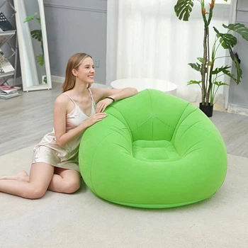 Надувное кресло-пуф Inflatable Sofa / Надувное кресло-мешок 110×110×85 см Зеленый (6598-14002)