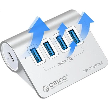 ORICO USB3.2 Док-станція розширення Gen2 Концентратор з алюмінієвого сплаву, спліттер для настільних комп'ютерів та ноутбуків, семипортовий конвертер-хаб M3U7-G2