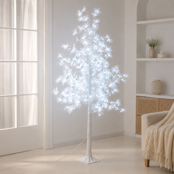Декоративное дерево-светильник 1.8 м, 120 LED Холодный белый / Светильник-дерево с цветами / Декоративное светодиодное дерево