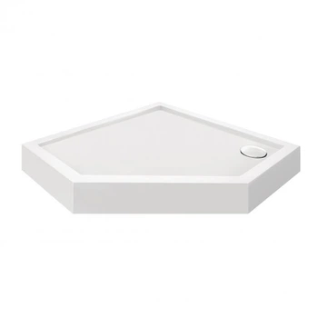 Душовий піддон акрил п'ятикутний Qtap Diamond 100x100x12 см + сифон