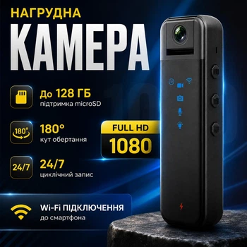Портативная цифровая нагрудная боди экшн-камера HD 1080 с WI-FI YIKOO CS05 black