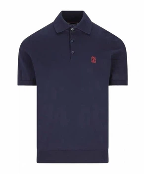 Мужское синее поло Brunello Cucinelli из тонкого трикотажа – 100% хлопок размер XL