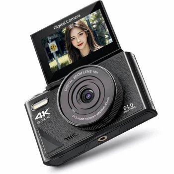 Цифровая камера Onvyx ZR20 4K 64MP с Wi-Fi, автофокусом, поворотным экраном 180°, 18x зумом и стабилизацией, компактная Черная