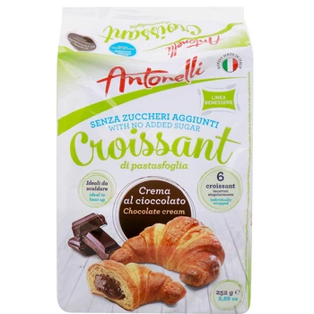 Круасани без цукру з шоколадною начинкою Antonelli 252 г (8002371007888)