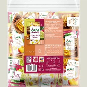 Набір чаю Tea Moments Fruit&Herbal Harmony Фруктово-трав'яна гармонія 48 сашетів 4 смаки по 12 шт