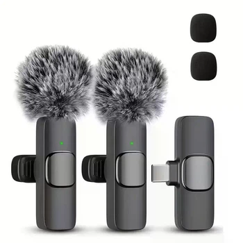 Беспроводной микрофон петличный 2 шт. Беспроводная петличка для телефона. USB Type-C для записи
