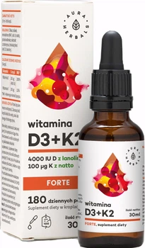 Suplement diety Aura Herbals Witamina D3 4000 IU + K2 FORTE Krople 30 ml (5902479611693)