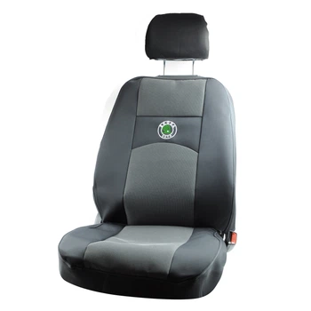Чехлы на сиденья для Skoda Octavia Tour 1996–2010 с подлокотником черно-серые Автосвет комплект с четырьмя подголовниками