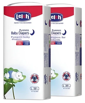 Подгузники Lelch Day And Night Pure Pure L, 76шт (9-14кг), ультратонкие ночные