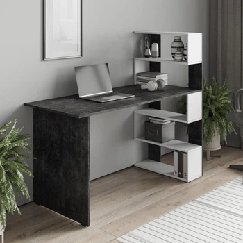 Стіл комп'ютерний Moreli Christer Ш1416*В1226*Г600 Бетон темний-Білий