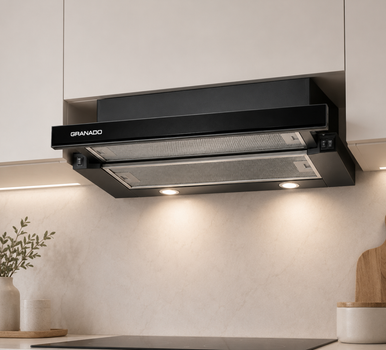 Вбудована телескопічна витяжка GRANADO Telde 603-700 Black Glass, 700 м³/год, чорне скло