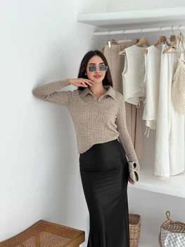 Жіноча кофта-поло 7036, бежевий, one size