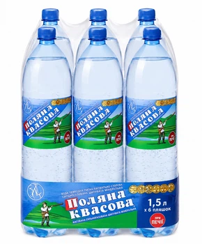 Упаковка минеральной сильногазированной воды «Поляна Квасова» 1,5 л ПЭТ × 6 бутылок (4820001830071) (0128)