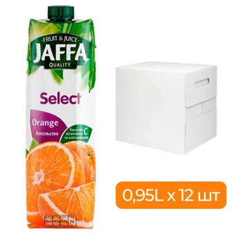 Упаковка апельсинового нектару Jaffa Select, 12 шт. х 0,95 л
