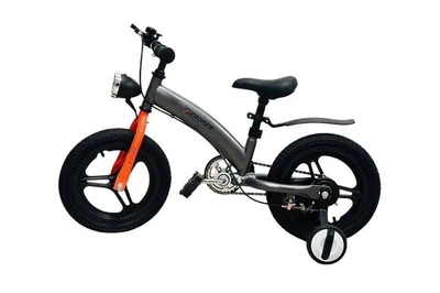 Детский двухколесный велосипед SWITCH BIKE 14" 2 in 1 со стальной рамой 14-дюймовые колеса ручной задний тормоз вспомогательные страховочные колеса звонок LED-фонарик велосипед для детей 3–5 лет черный
