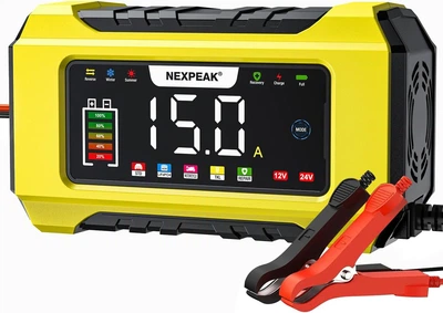 Зарядний пристрій NEXPEAK 15A для автомобільних акумуляторів 12V/24V для автомобілів