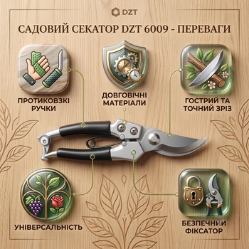 Садовий секатор DZT 6009 сталевий / Багатофункціональні ножиці-секатор для зелених насаджень
