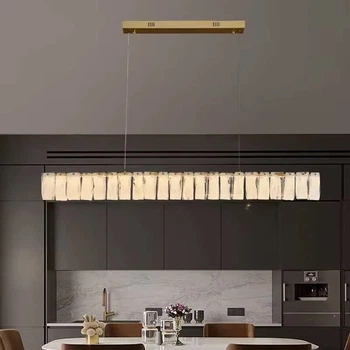 Подвесная удлиненная латунная Led люстра со стеклянными пластинами 120 см | Line F | Арт. P1432-L1200 Bronze