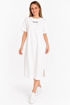 Платье-футболка длинное женское oversize ⬩ легкое и практичное ⬩ Apmi YES LOVE белое XL - 2XL