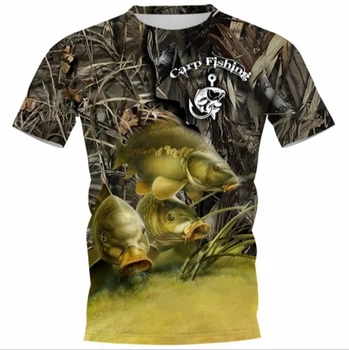 Футболка мужская 3D Carpfishing с принтом карпов, спортивная футболка для рыбалки XL