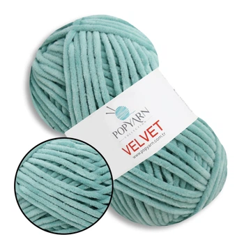 Пряжа плюшевая Popyarn Velvet (Попярн Вельвет) №023 Лазурный - 100% полиэстер, 100 г / 120 м, для пледов, игрушек, вязания спицами и крючком