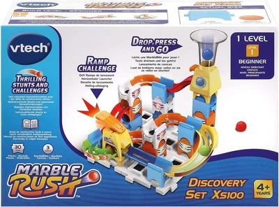 Конструктор лабіринт VTech Marble Rush Discovery XS100 кульковий трек 30 деталей 3 кульки STEM-конструктор від 4 років (SKU-326)