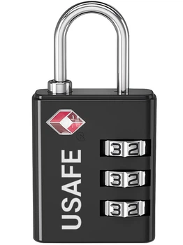 Замок підвісний USafe CP-03-TSA кодовий металевий чорний з TSA доступом