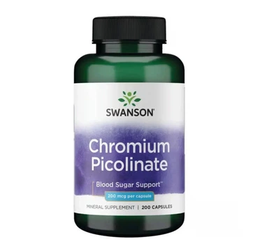 Хром піколінат, Chromium Picolinate, Swanson, 200 мкг, 200 вег. капсул
